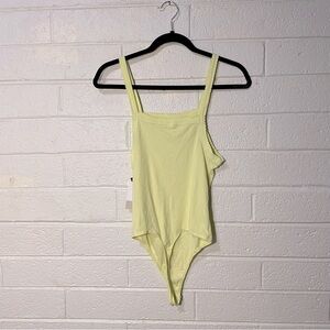 NWT BP Ribbed Bodysuit Tank Camisole Thong Neon Pastel Yellow Soft Stretchy S